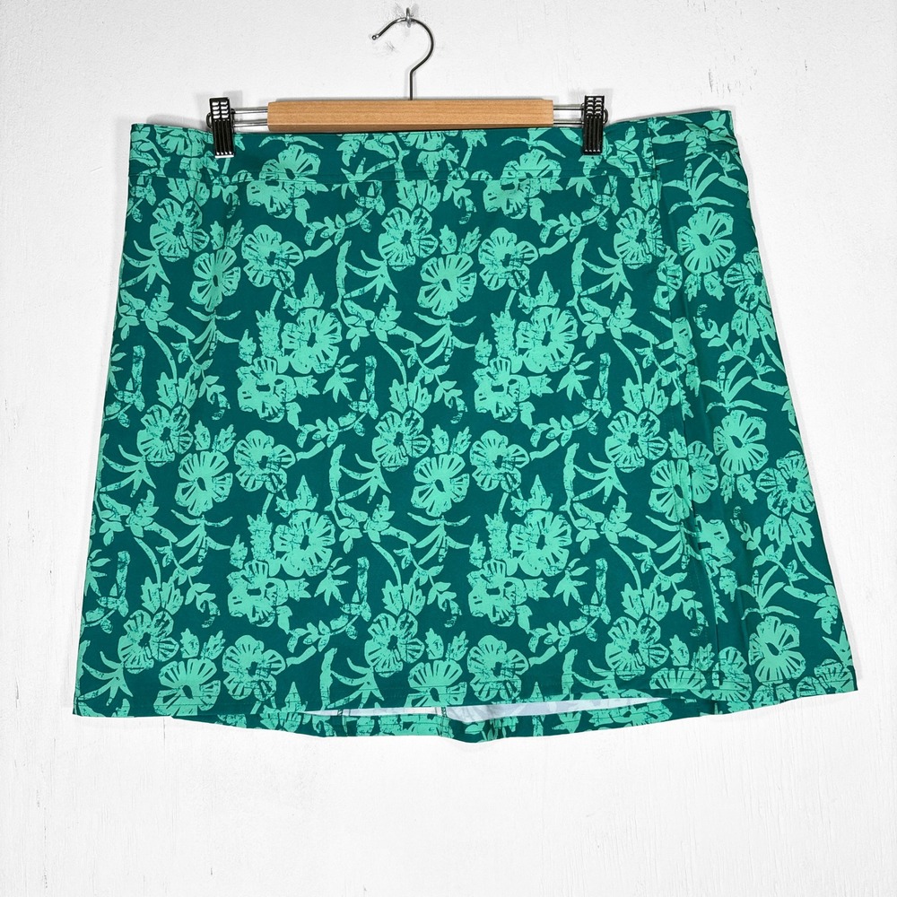 RipSkirt NEW Hawaii Hibiscus Green Floral Wrap Skirt XXL Quick Dry Travel Resort